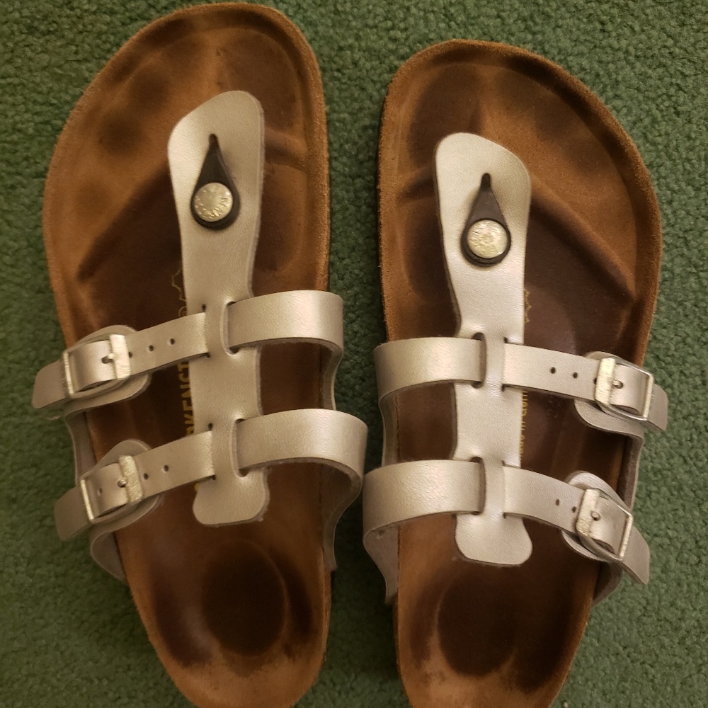 Silver sparta birkenstocks like new rare